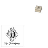 Letter D Initiaal Elegant Flourish Monogram Name Rubberstempel (Gestempeld)