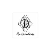 Letter D Initiaal Elegant Flourish Monogram Name Rubberstempel (Afrduk)