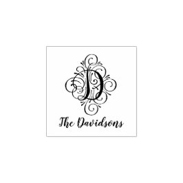 Letter D Initiaal Elegant Flourish Monogram Name Rubberstempel