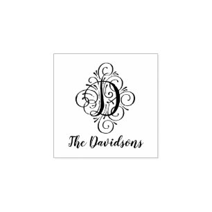 Letter D Initiaal Elegant Flourish Monogram Name Rubberstempel