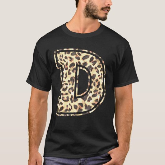 Letter D Initiaal Leopard Cheetah Print Trendy Wat T-shirt (Voorkant)