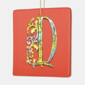 Letter D initiaal monogram florale kunst Keramisch Ornament (Links)