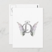 Letter D Initiaal Monogram met Angel Wings & Halo Briefkaart (Voorkant / Achterkant)