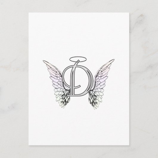 Letter D Initiaal Monogram met Angel Wings & Halo Briefkaart (Voorkant)