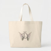 Letter D Initiaal Monogram met Angel Wings & Halo Grote Tote Bag (Voorkant)