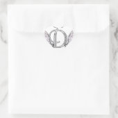 Letter D Initiaal Monogram met Angel Wings & Halo Hart Sticker (Tas)