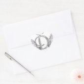 Letter D Initiaal Monogram met Angel Wings & Halo Hart Sticker (Envelop)
