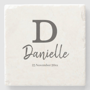 Letter D initial personalized name and date Throw Stenen Onderzetter