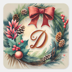 Letter D Kerst stickers