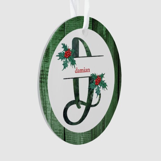 *~* Letter D-kerstfoto Rustic Wood AP44 Ornament (voorkant)