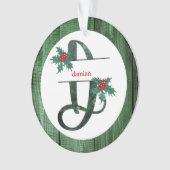 *~* Letter D-kerstfoto Rustic Wood AP44 Ornament (voorkant)