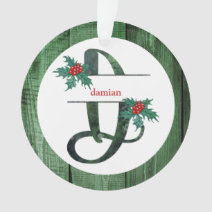 *~* Letter D-kerstfoto Rustic Wood AP44 Ornament