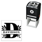 Letter D Klassiek gebladerte familienaam Monogram Zelfinktende Stempel (In situ)