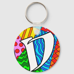 Letter D Kleurrijke Doodles Sleutelhanger