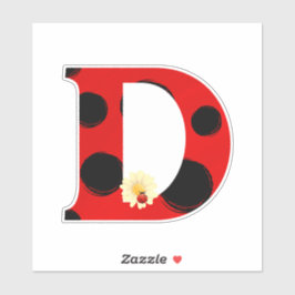 Letter D lieveheersbeestje Print met lieveheersbee Sticker