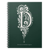 Letter D Linocut Botanische Monogram Notitieboek (Voorkant)