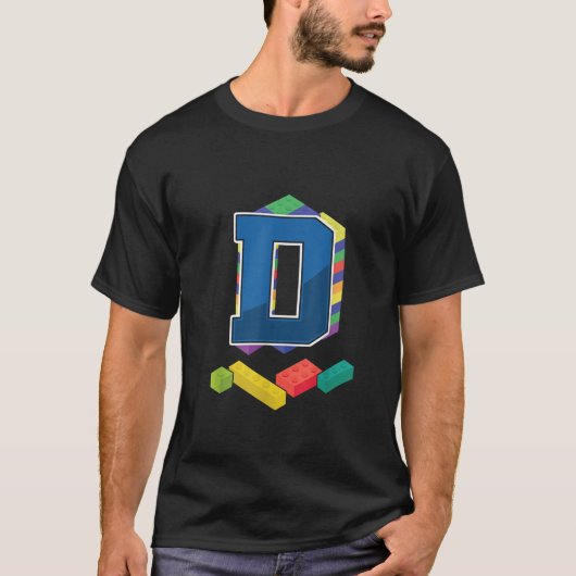 Letter D Master Builder Alfabet Achternaam bouwen T-shirt (Voorkant)