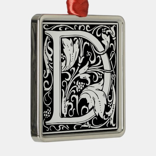Letter D Medieval Monogram  Initiaal Metalen Ornament (Rechts)