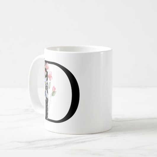 Letter D met bloemen Koffiemok (Voorkant links)