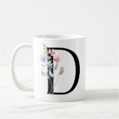 Letter D met bloemen Koffiemok (Links)