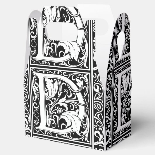 Letter D Middeleeuws Monogram Art Nouveau Bedankdoosjes (Geopend)