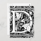 Letter D Middeleeuws Monogram Art Nouveau Briefkaart (Voorkant / Achterkant)