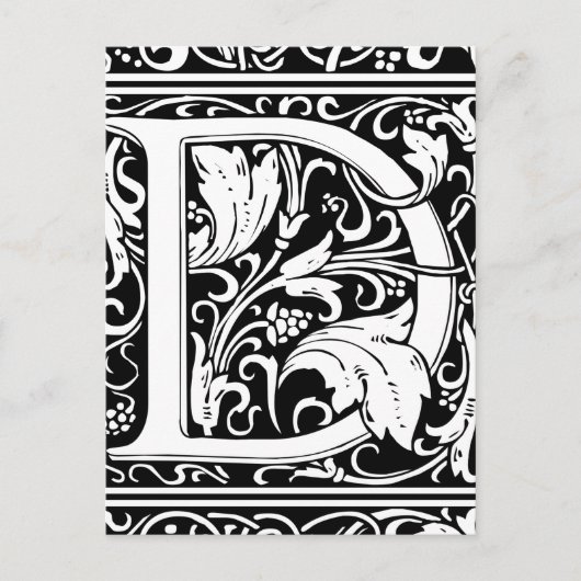 Letter D Middeleeuws Monogram Art Nouveau Briefkaart (Voorkant)