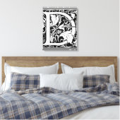 Letter D Middeleeuws Monogram Art Nouveau Canvas Afdruk (Insitu (Slaapkamer))