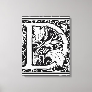 Letter D Middeleeuws Monogram Art Nouveau Canvas Afdruk
