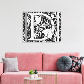Letter D Middeleeuws Monogram Art Nouveau Canvas Afdruk (Insitu (Woonkamer))