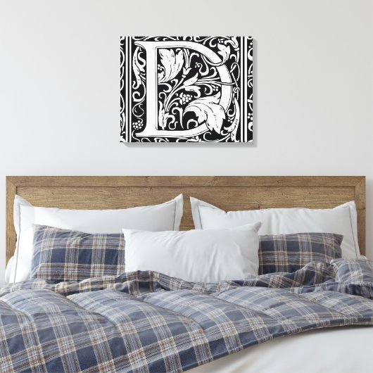 Letter D Middeleeuws Monogram Art Nouveau Canvas Afdruk (Insitu (Slaapkamer))