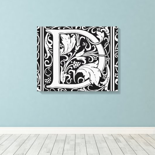 Letter D Middeleeuws Monogram Art Nouveau Canvas Afdruk (Insitu (Houten vloer))