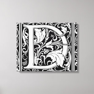 Letter D Middeleeuws Monogram Art Nouveau Canvas Afdruk