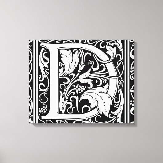 Letter D Middeleeuws Monogram Art Nouveau Canvas Afdruk (Voorkant)