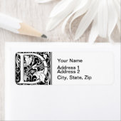 Letter D Middeleeuws Monogram Art Nouveau Etiket (Insitu)