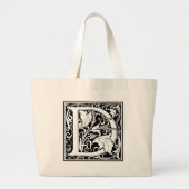 Letter D Middeleeuws Monogram Art Nouveau Grote Tote Bag (Voorkant)