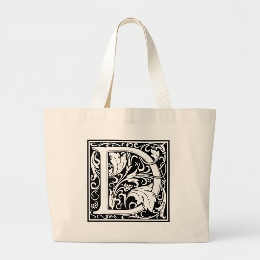 Letter D Middeleeuws Monogram Art Nouveau Grote Tote Bag (Voorkant)