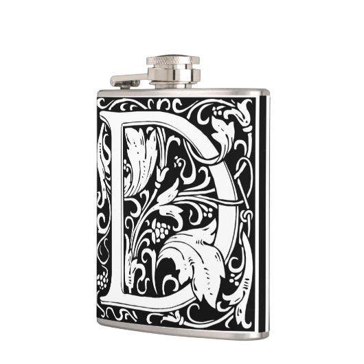Letter D Middeleeuws Monogram Art Nouveau Heupfles (Links)