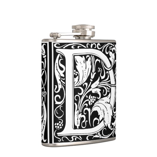 Letter D Middeleeuws Monogram Art Nouveau Heupfles (Rechts)