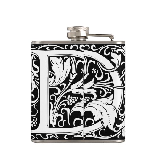 Letter D Middeleeuws Monogram Art Nouveau Heupfles (Achterkant)