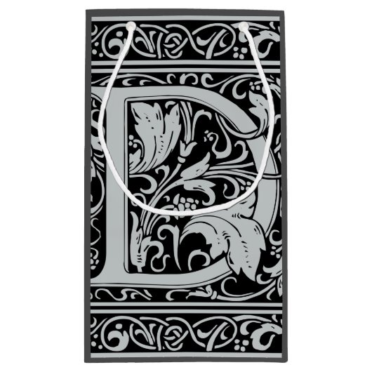 Letter D Middeleeuws Monogram Art Nouveau Klein Cadeauzakje (Achterkant)