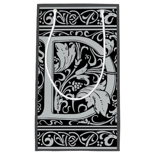 Letter D Middeleeuws Monogram Art Nouveau Klein Cadeauzakje (Voorkant)