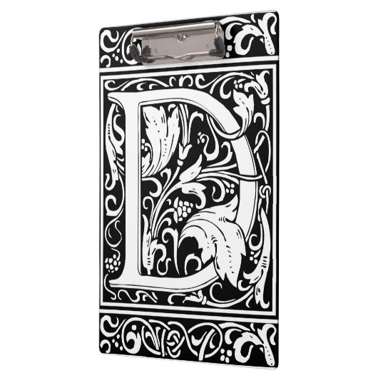 Letter D Middeleeuws Monogram Art Nouveau Klembord (Links)