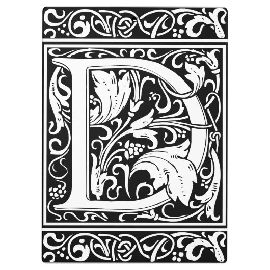 Letter D Middeleeuws Monogram Art Nouveau Klembord (Achterkant)
