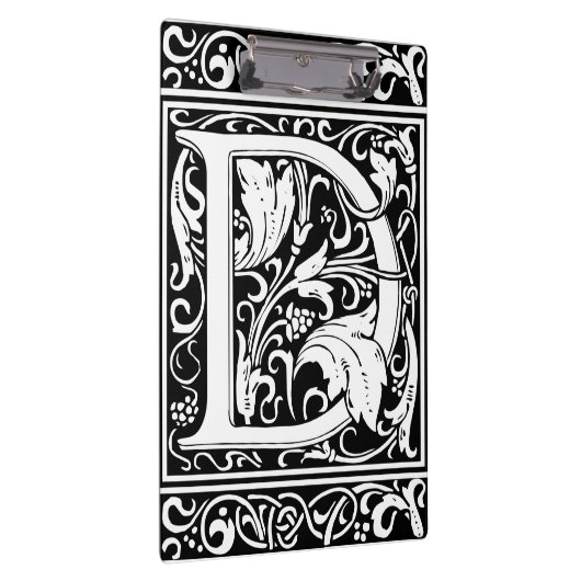 Letter D Middeleeuws Monogram Art Nouveau Klembord (Rechts)