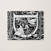 Letter D Middeleeuws Monogram Art Nouveau Legpuzzel (Horizontaal)