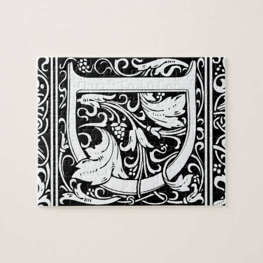 Letter D Middeleeuws Monogram Art Nouveau Legpuzzel (Horizontaal)