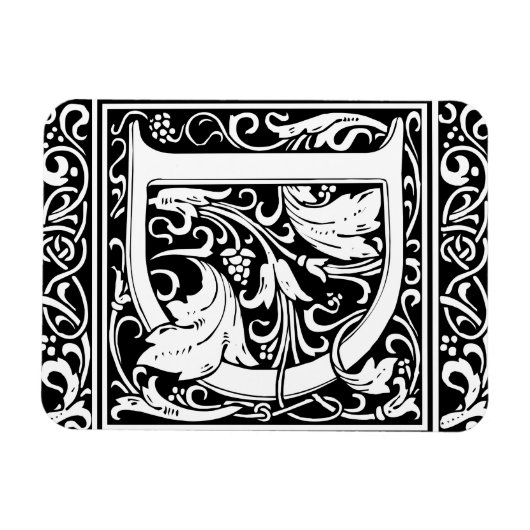 Letter D Middeleeuws Monogram Art Nouveau Magneet (Horizontaal)