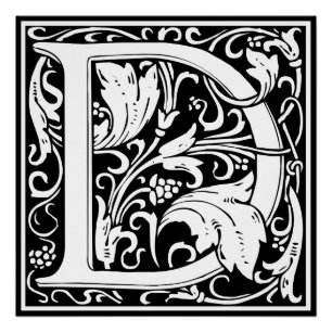 Letter D Middeleeuws Monogram Art Nouveau Poster