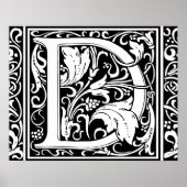 Letter D Middeleeuws Monogram Art Nouveau Poster (Voorkant)